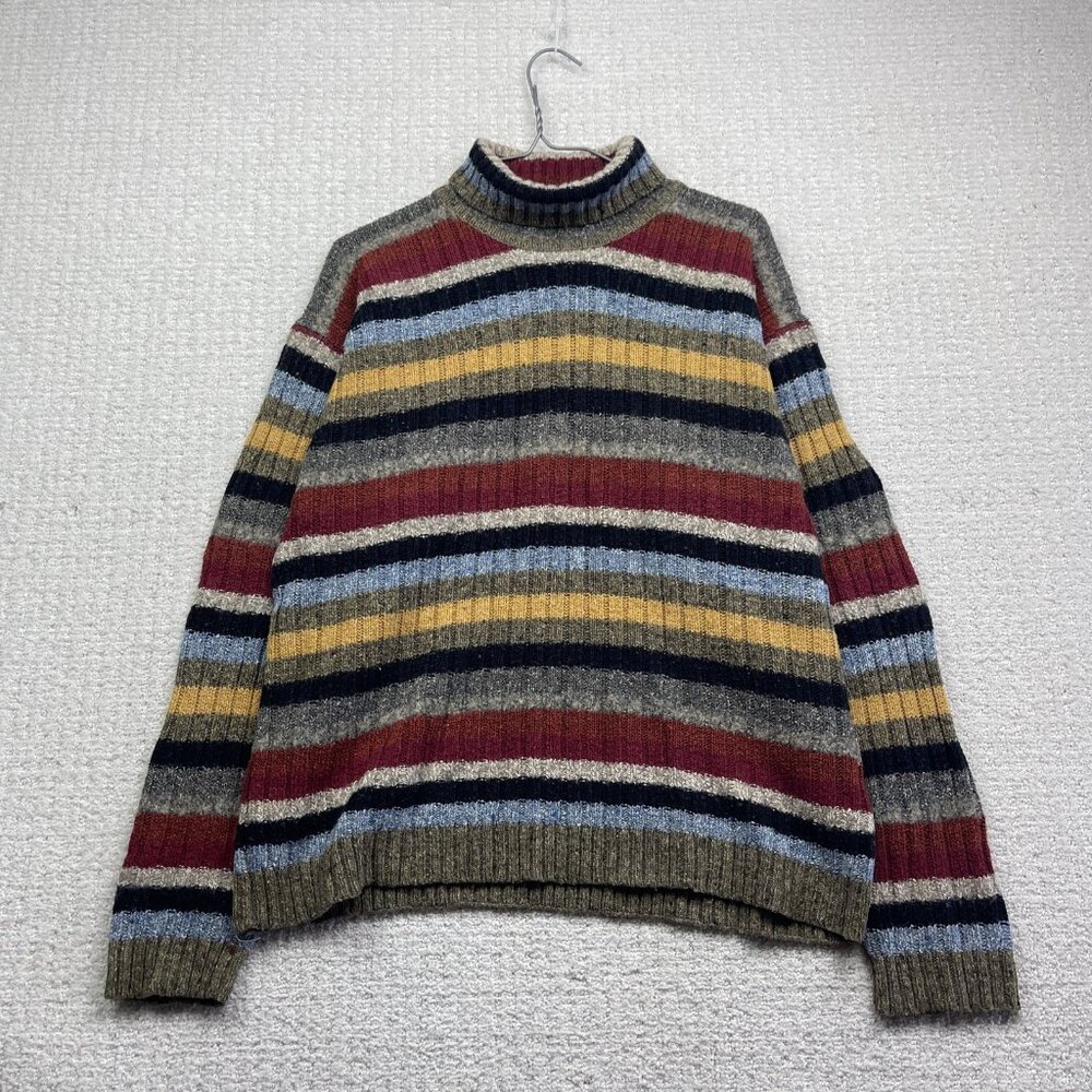 Y2K No Excess Pullover Sweater Chunky Multicolor Knit Striped Men Sz M VTG
